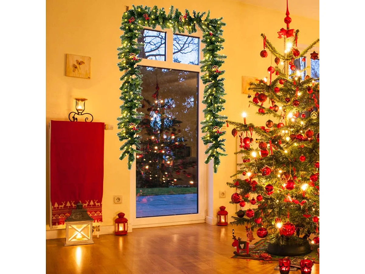 GUIRLANDE DE NOËL, COURONNE DE PINE, 100 LED