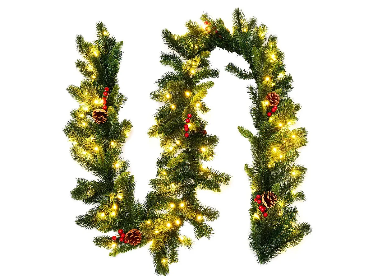 GUIRLANDE DE NOËL, COURONNE DE PINE, 100 LED