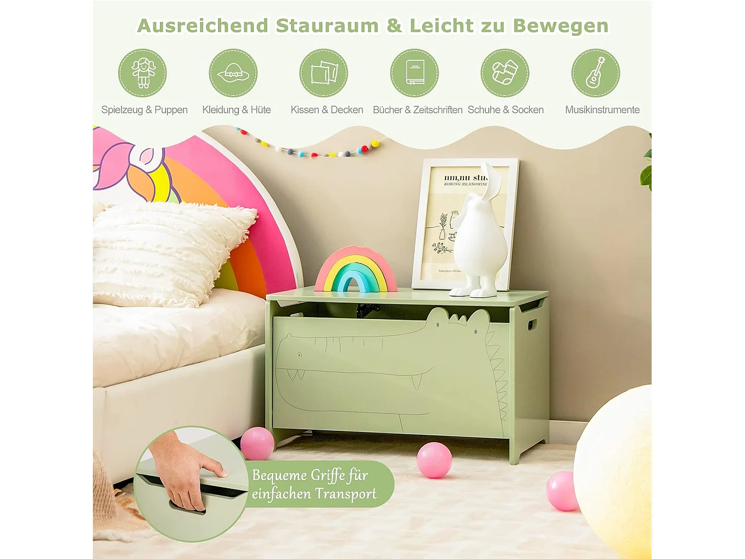 2 in 1 Spielzeugschrank aus Holz