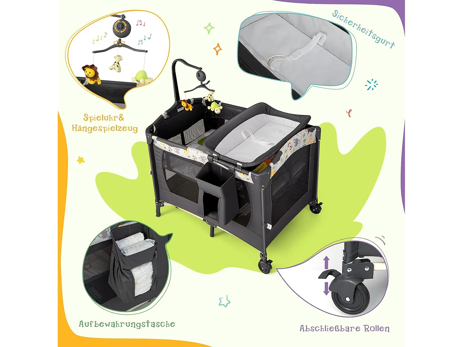 4 in 1 klappbares Reisebett