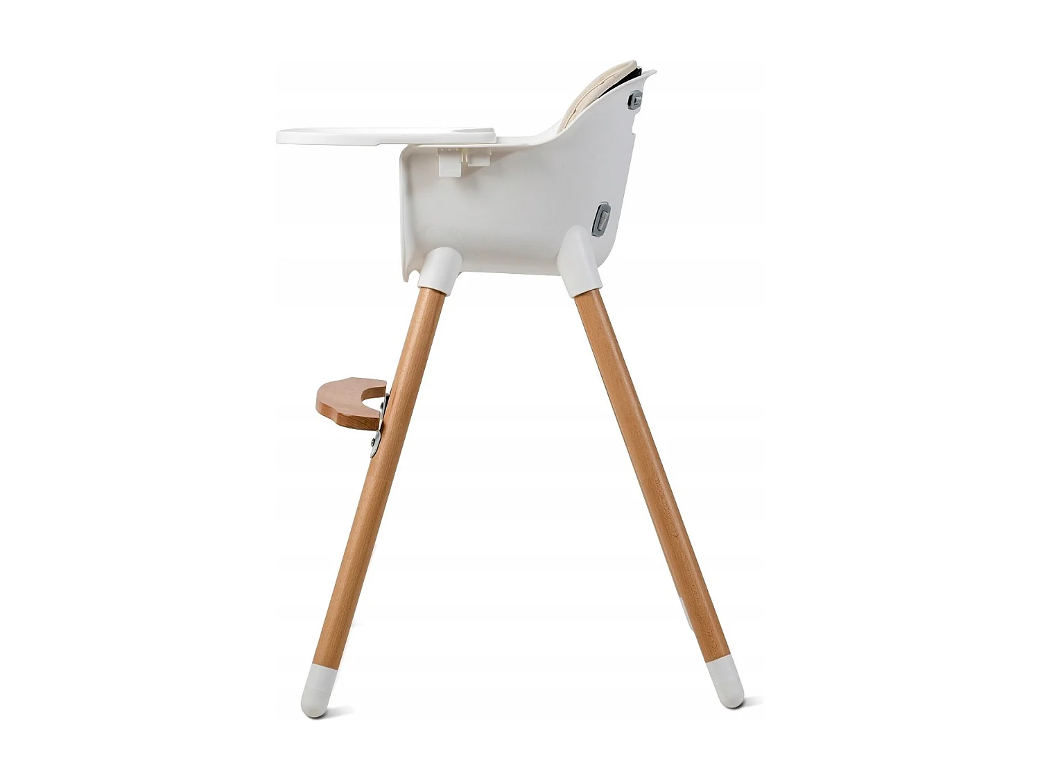 2-in-1 Babyhochstuhl Kinderhochstuhl aus Holz einstellbar 57 x 57 x 83 cm Cremeweiß + Natur