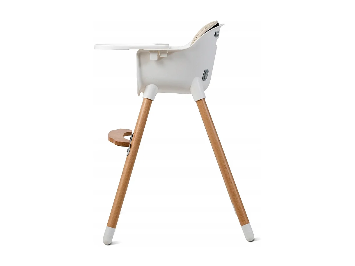 2-in-1 Babyhochstuhl Kinderhochstuhl aus Holz einstellbar 57 x 57 x 83 cm Cremeweiß + Natur