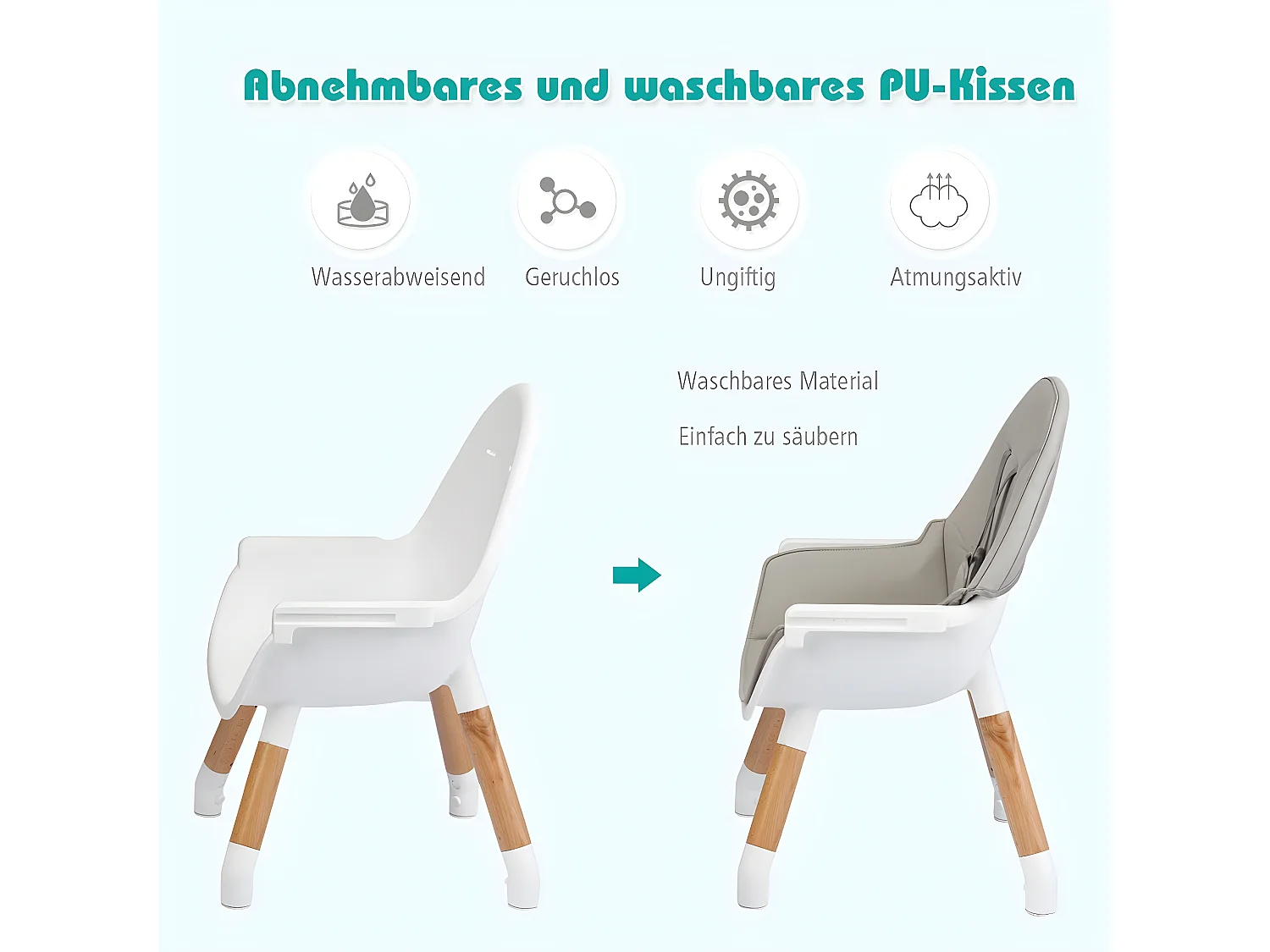 4-in-1 Babyhochstuhl höhenverstellbar