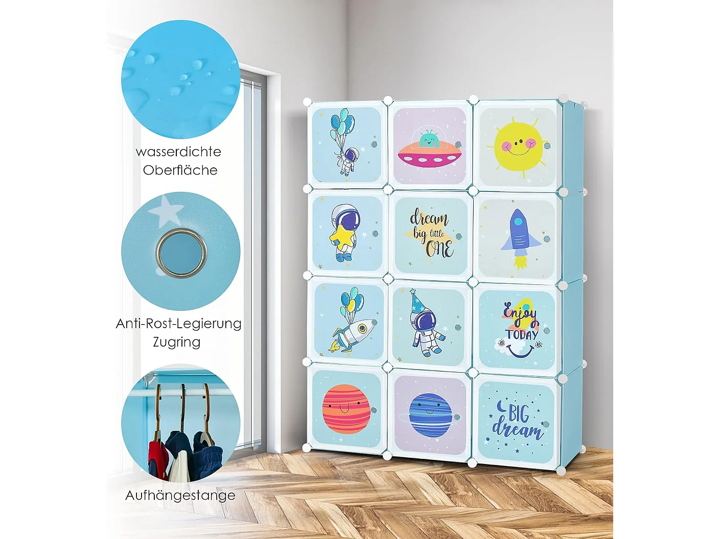 Regalsystem mit 12 Würfeln