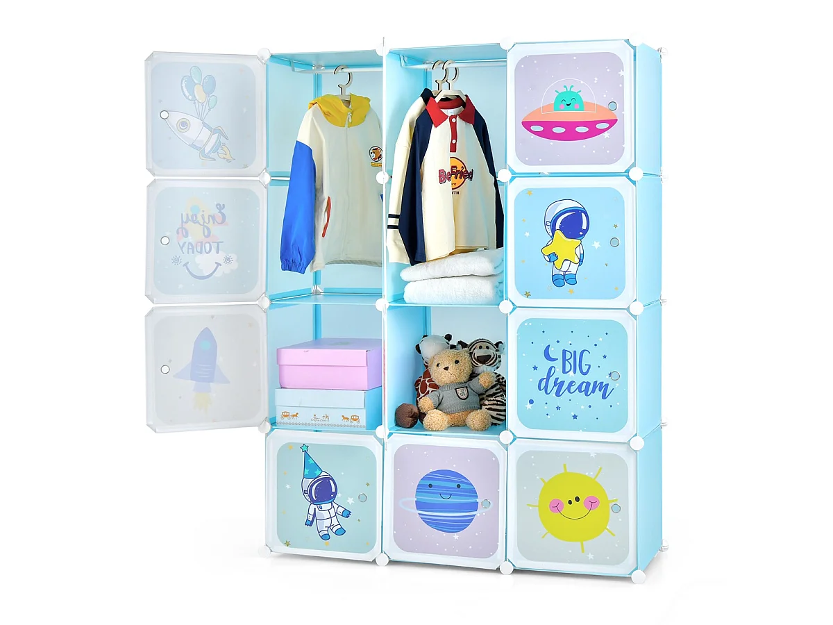 Armoire pour enfants avec 12 compartiments illustrés Armoire modulaire pour enfants