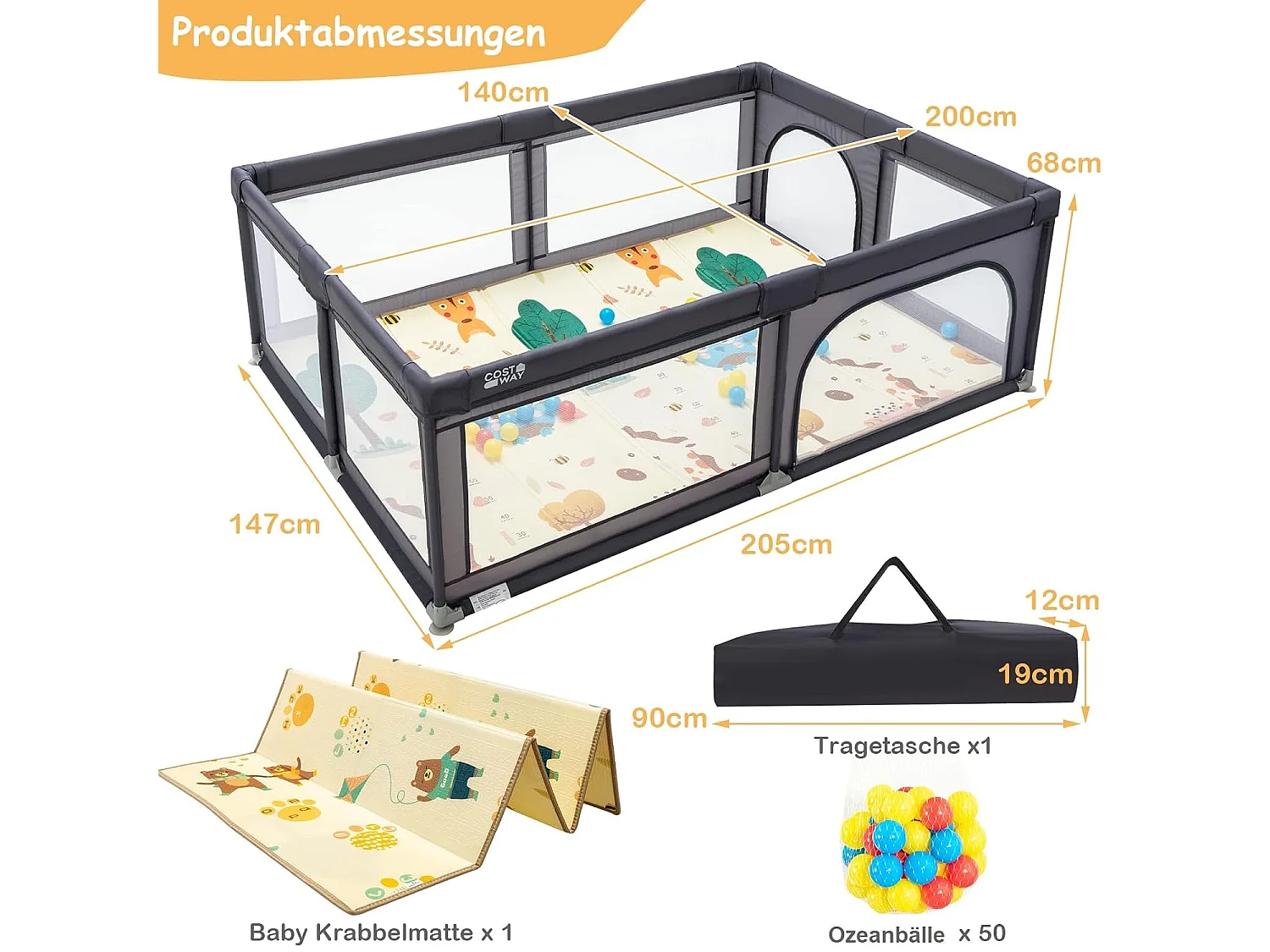 Baby Laufstall mit 50 Bällen