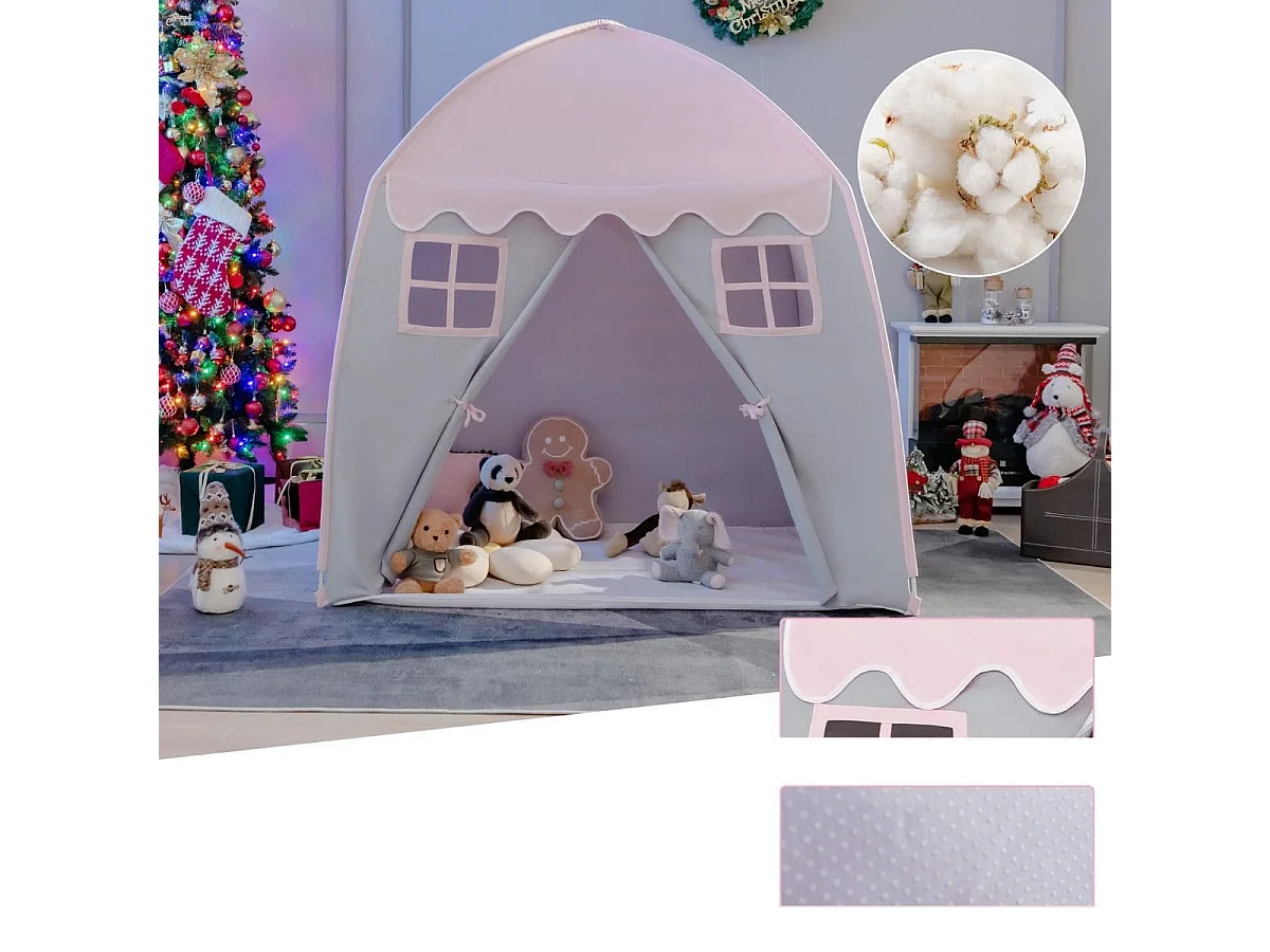 Tenda da gioco per bambini con borsa di trasporto tappetino antiscivolo, Tenda da principesse portatile Rosa