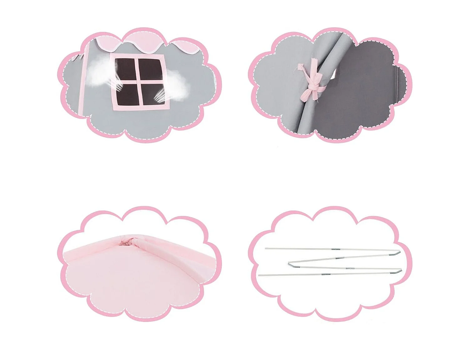 Tenda da gioco per bambini con borsa di trasporto tappetino antiscivolo, Tenda da principesse portatile Rosa