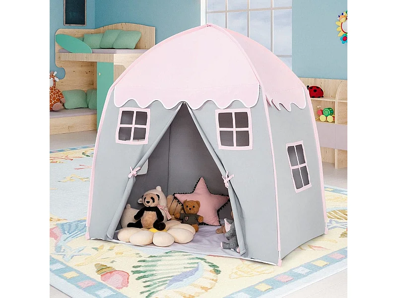 Tenda da gioco per bambini con borsa di trasporto tappetino antiscivolo, Tenda da principesse portatile Rosa