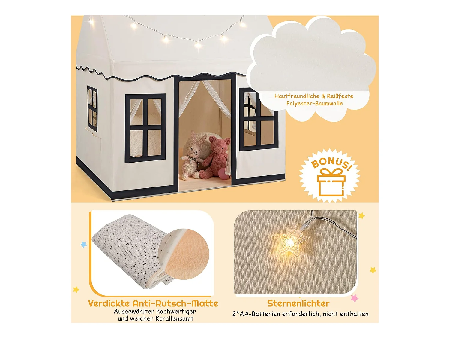 Kinderspielhaus mit Sternenlichtern