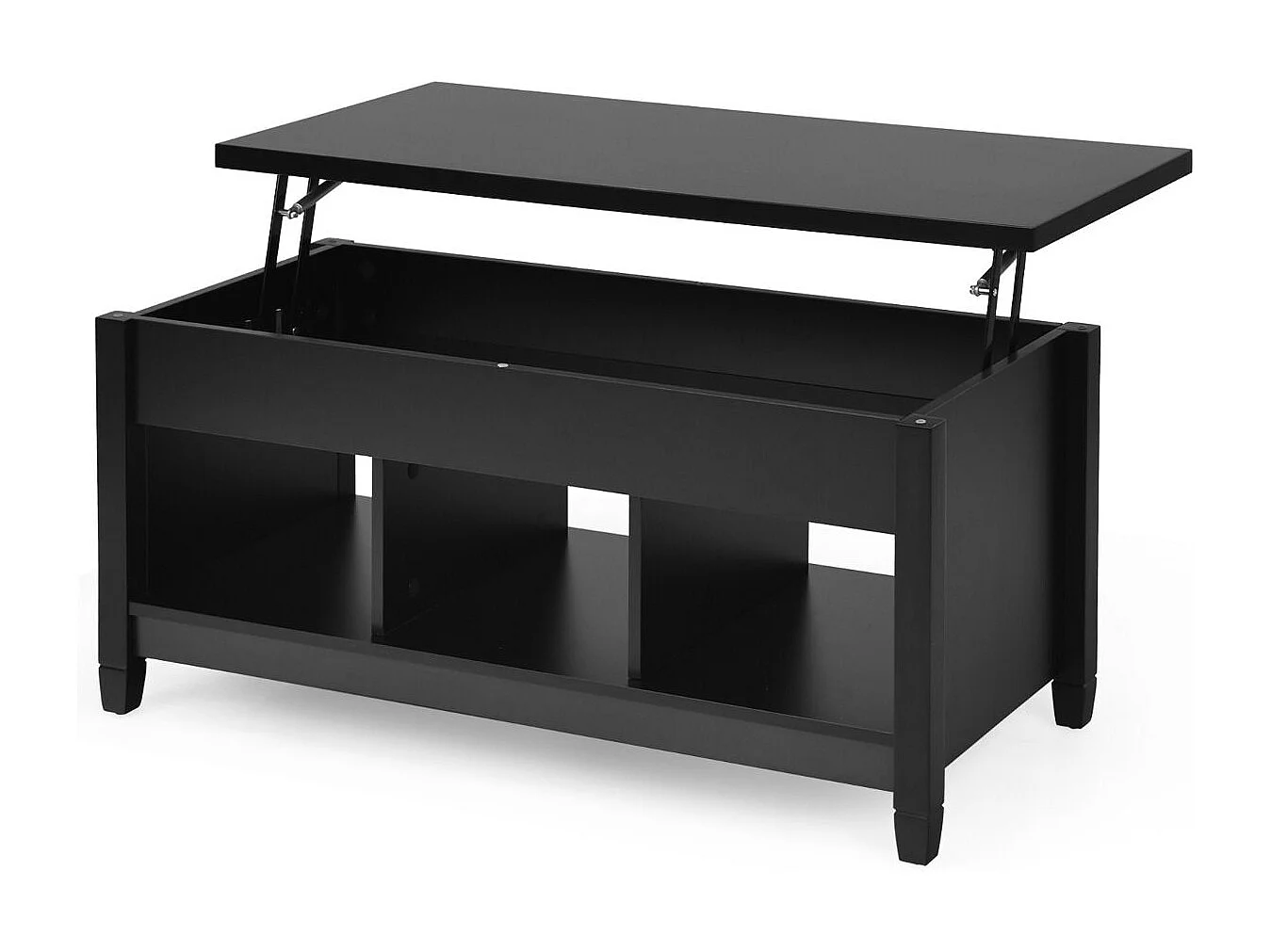 Tavolo da divano con ripiano sollevabile Spazio di archiviazione e 3 ripiani aperti Altezza regolabile