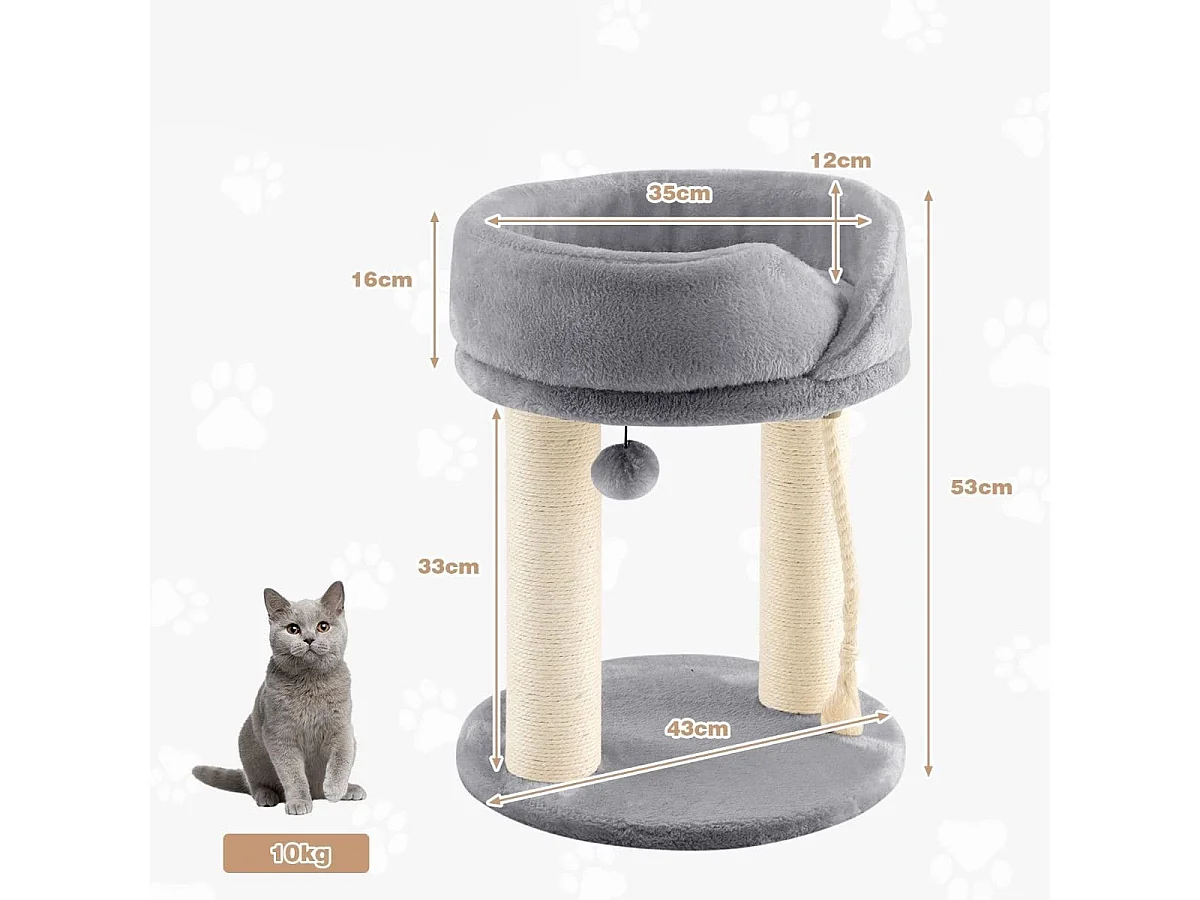 Katzenbaum Katzenkratzbaum mit Weicher Sitzfläche Sisalturm für Katzen Grau