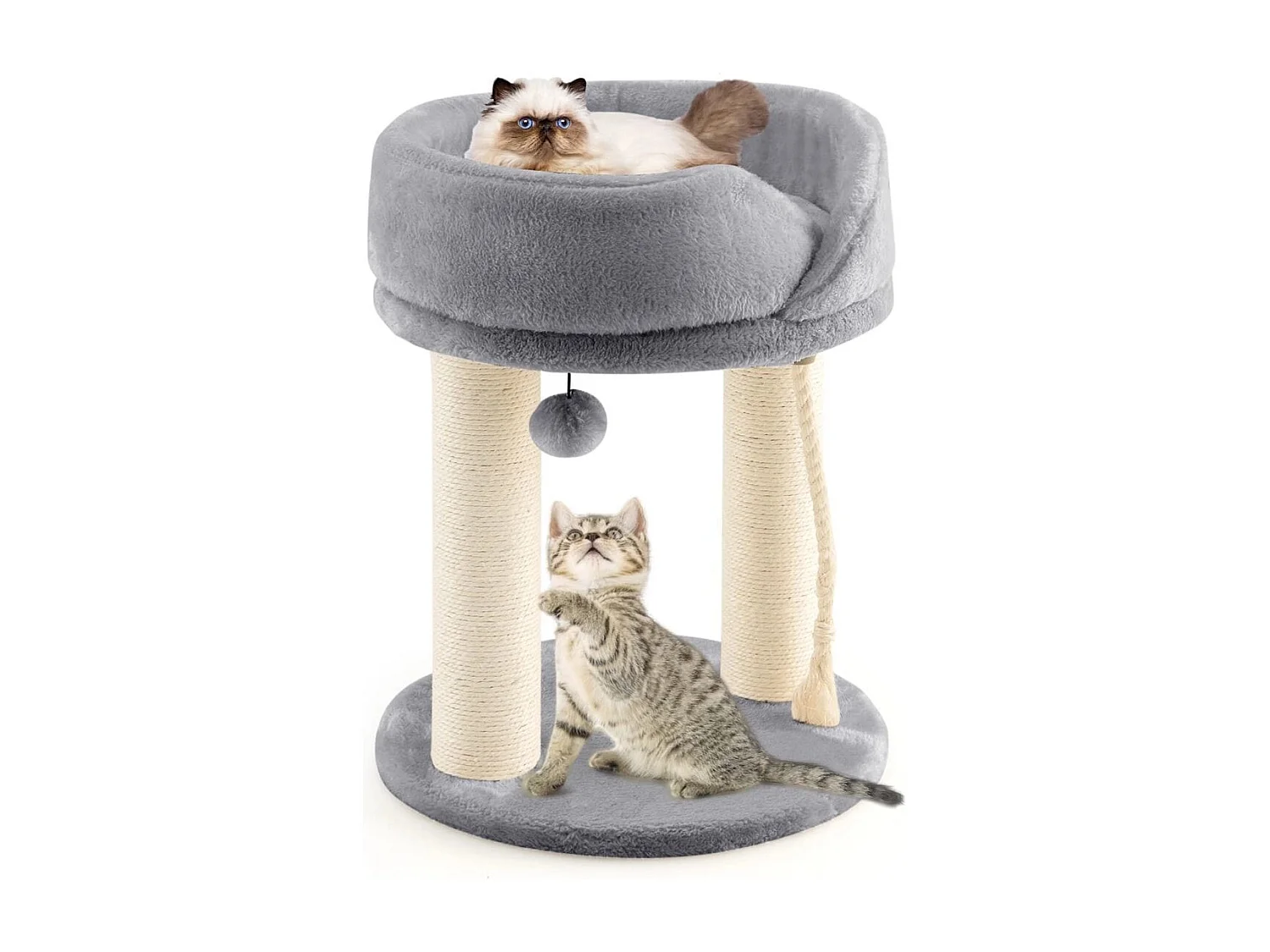 Katzenbaum Katzenkratzbaum mit Weicher Sitzfläche Sisalturm für Katzen Grau