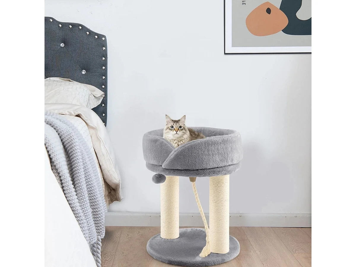 Katzenbaum Katzenkratzbaum mit Weicher Sitzfläche Sisalturm für Katzen Grau