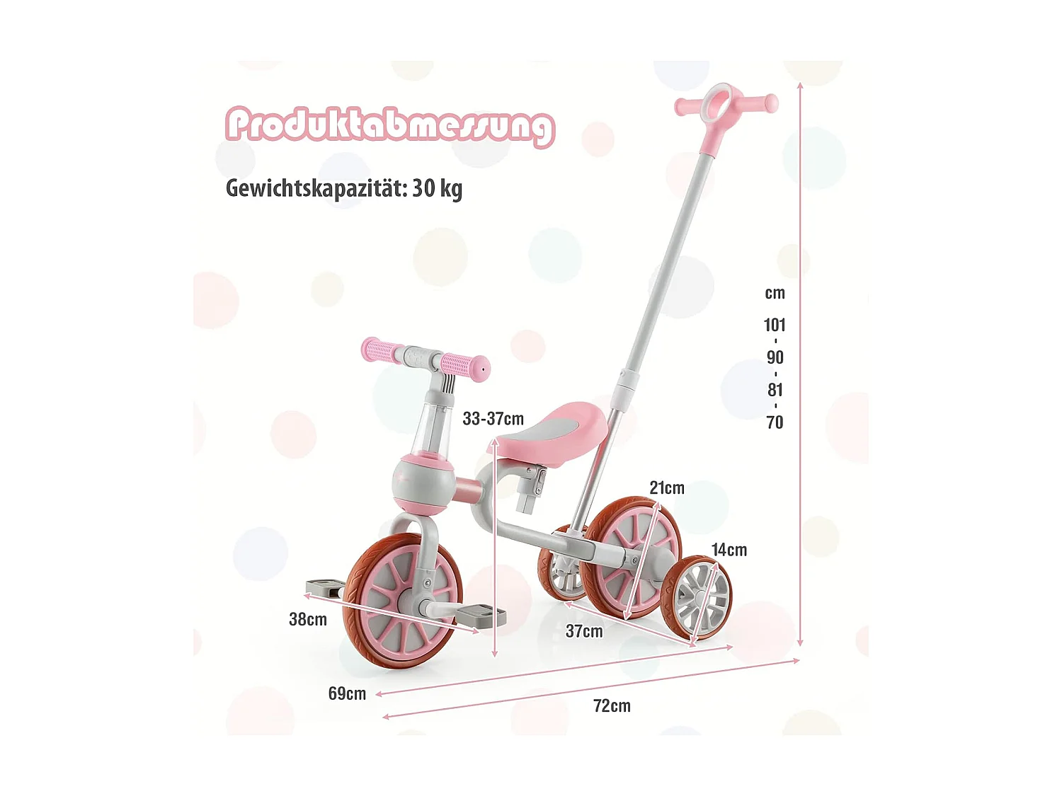 4 in 1 Kinder Dreirad + Laufrad