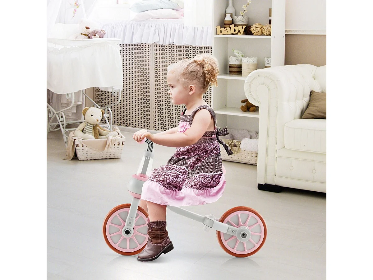 Kinderrad 4-in-1-Vorschulrad mit Eltern-Schiebegriff 37 x 72 x 101 cm Rosa