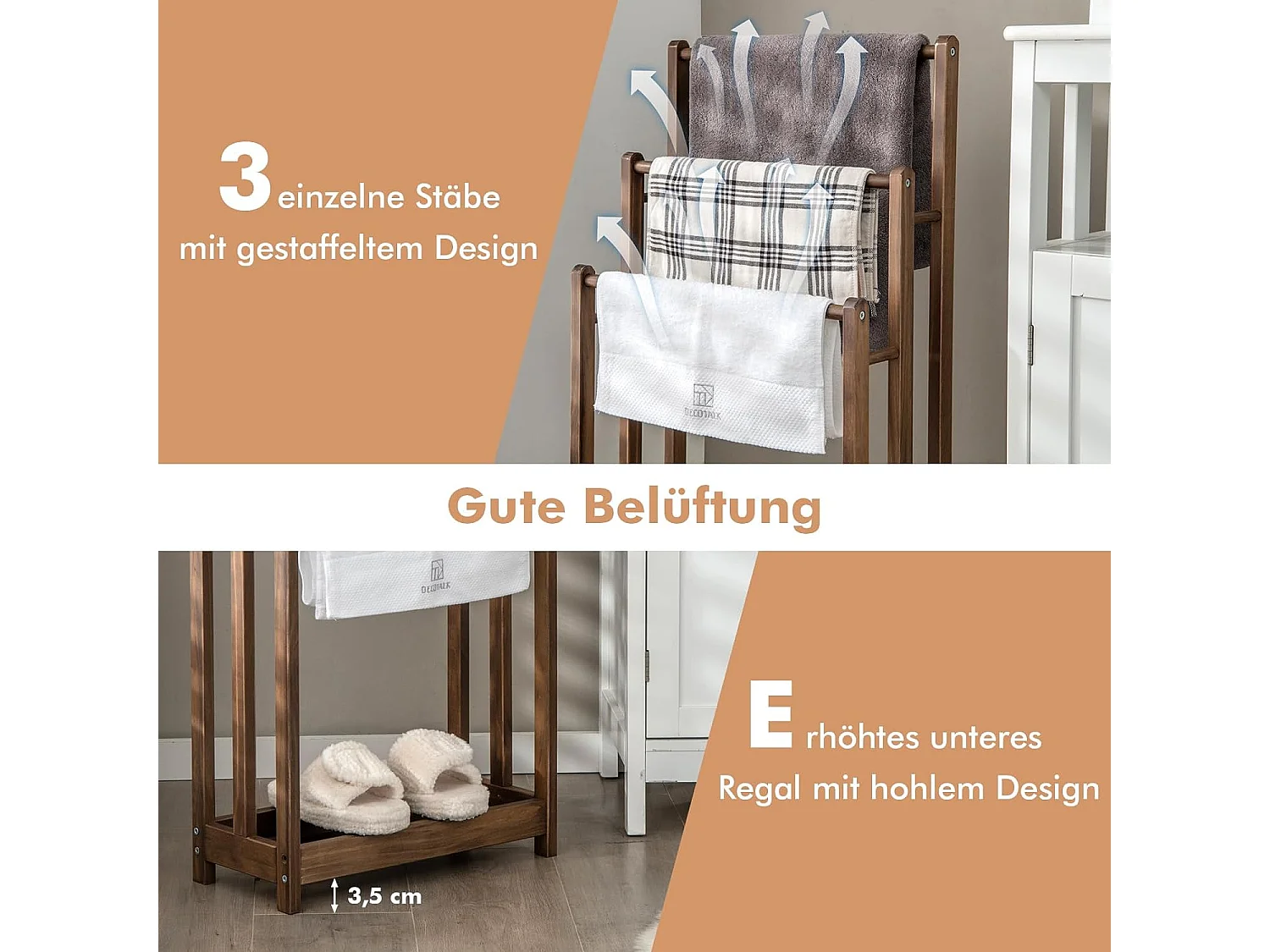 Handtuchständer mit 3 Handtuchstangen