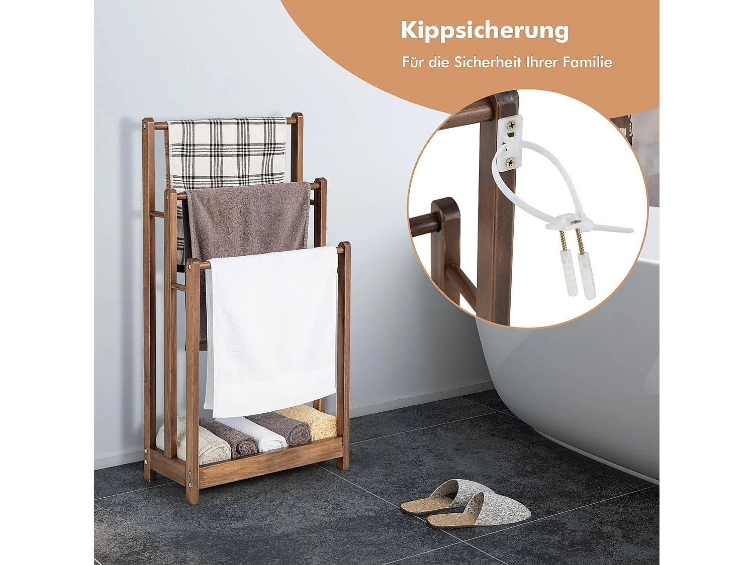 Handtuchständer mit 3 Handtuchstangen