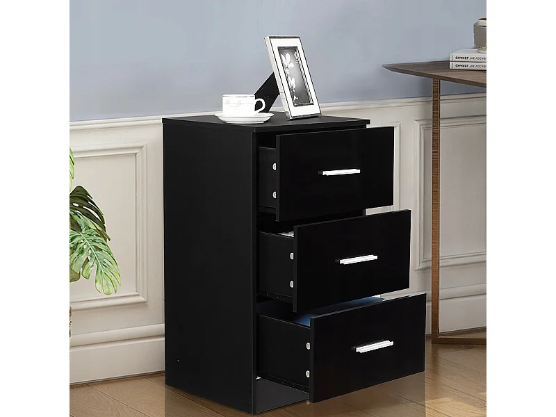 Nachttisch Aktenschrank mit 3 Schubladen Schubladencontainer Schwarz