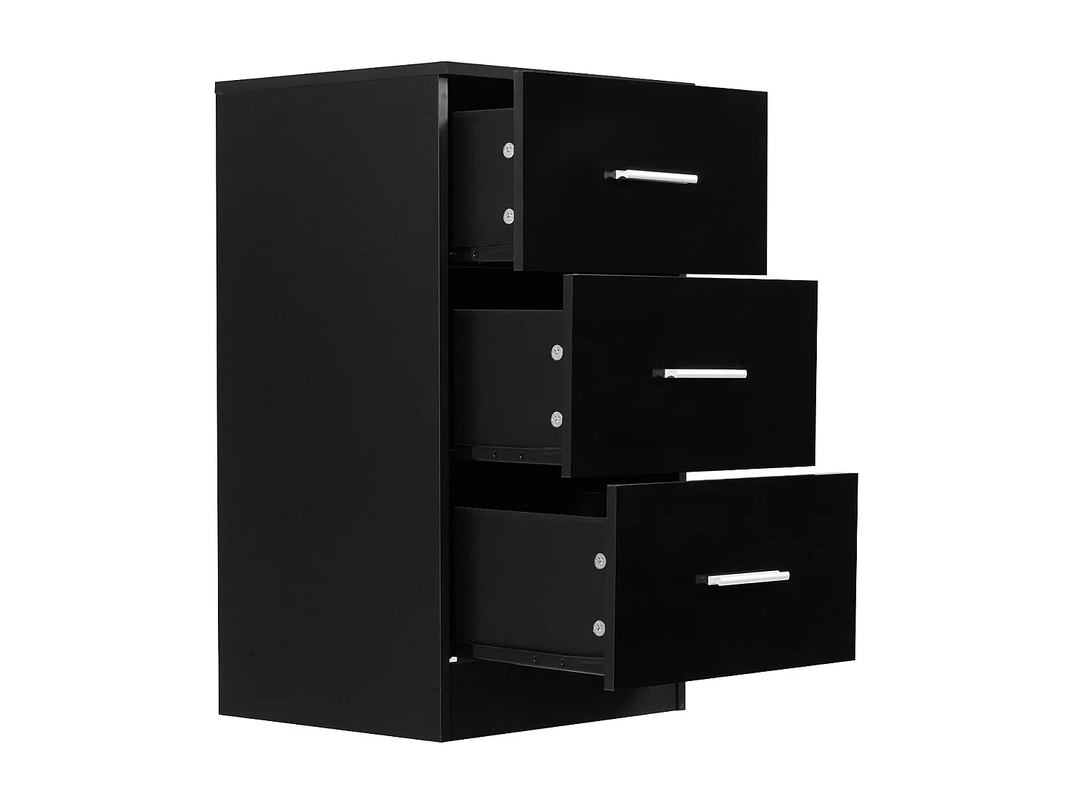 Table de Chevet  Meuble de Rangement avec 3 Tiroirs Caisson de Bureau Noir