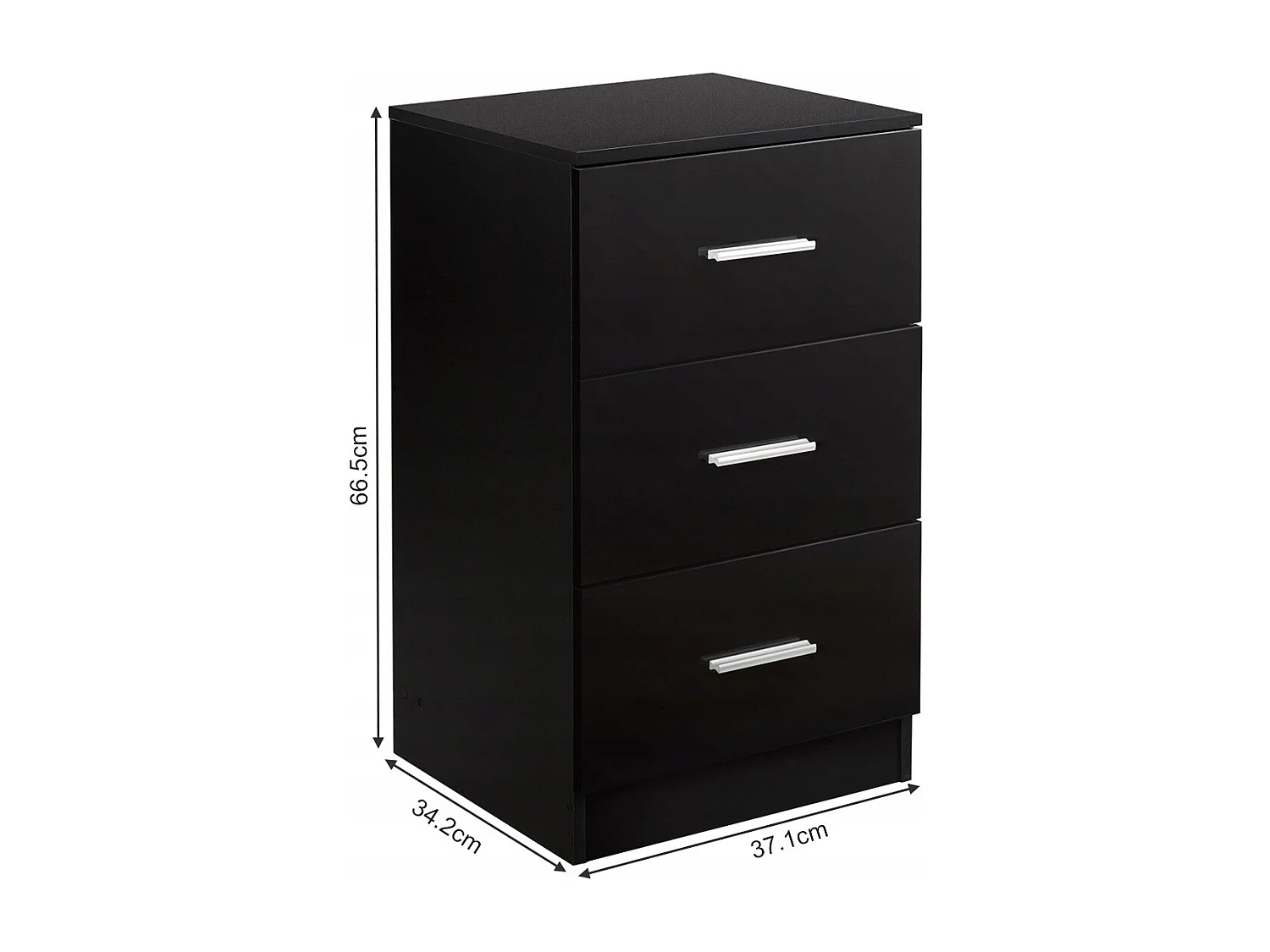 Nachttisch Aktenschrank mit 3 Schubladen Schubladencontainer Schwarz