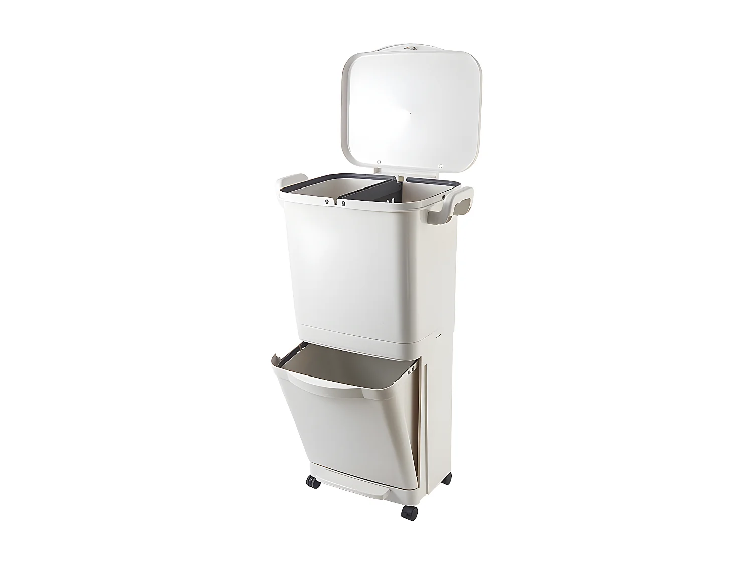 Poubelle de cuisine tri sélectif VALORIS Blanc Plastique 45L