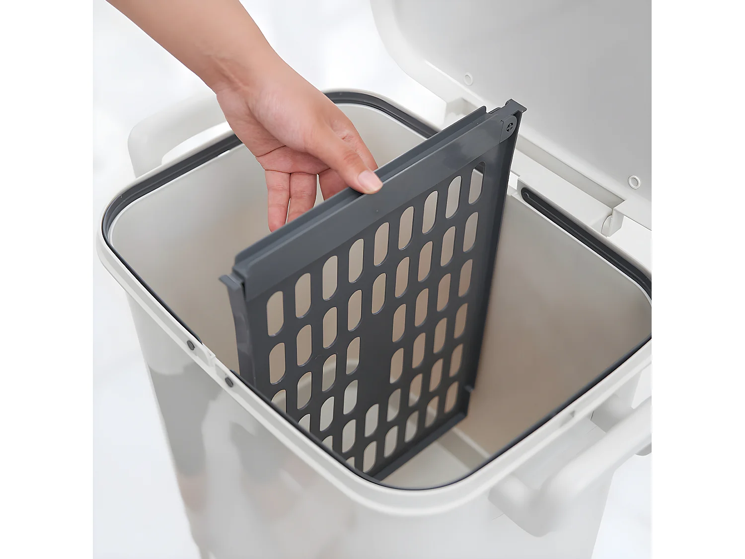 Poubelle de cuisine tri sélectif VALORIS Blanc Plastique 45L