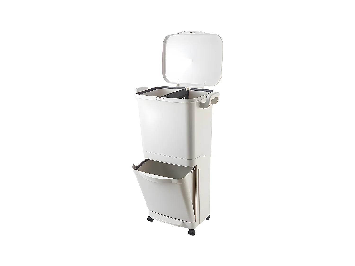 Poubelle de Tri Sélectif VALORIS Blanc Plastique 45L