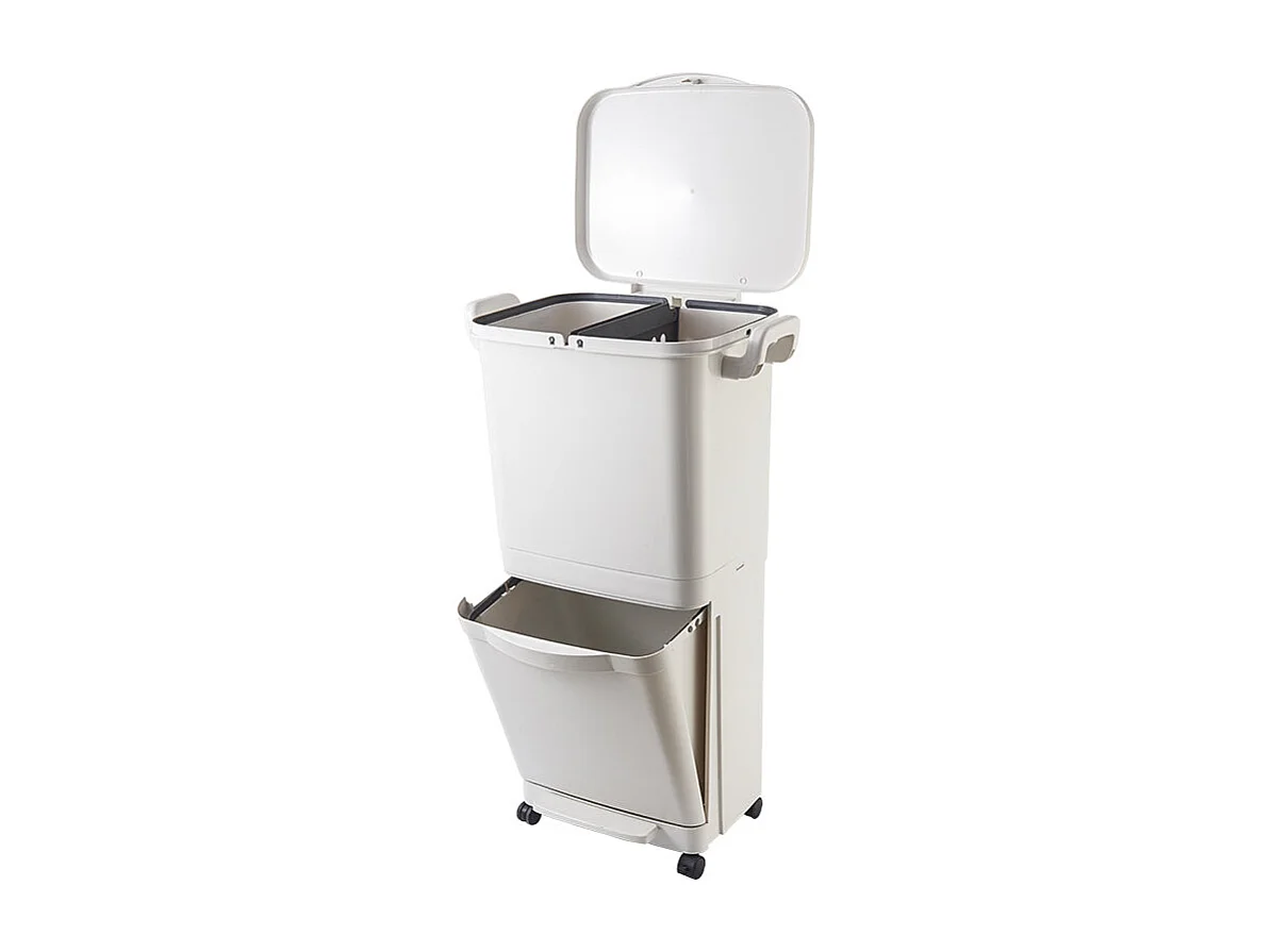 Poubelle de cuisine tri sélectif VALORIS Blanc Plastique 45L