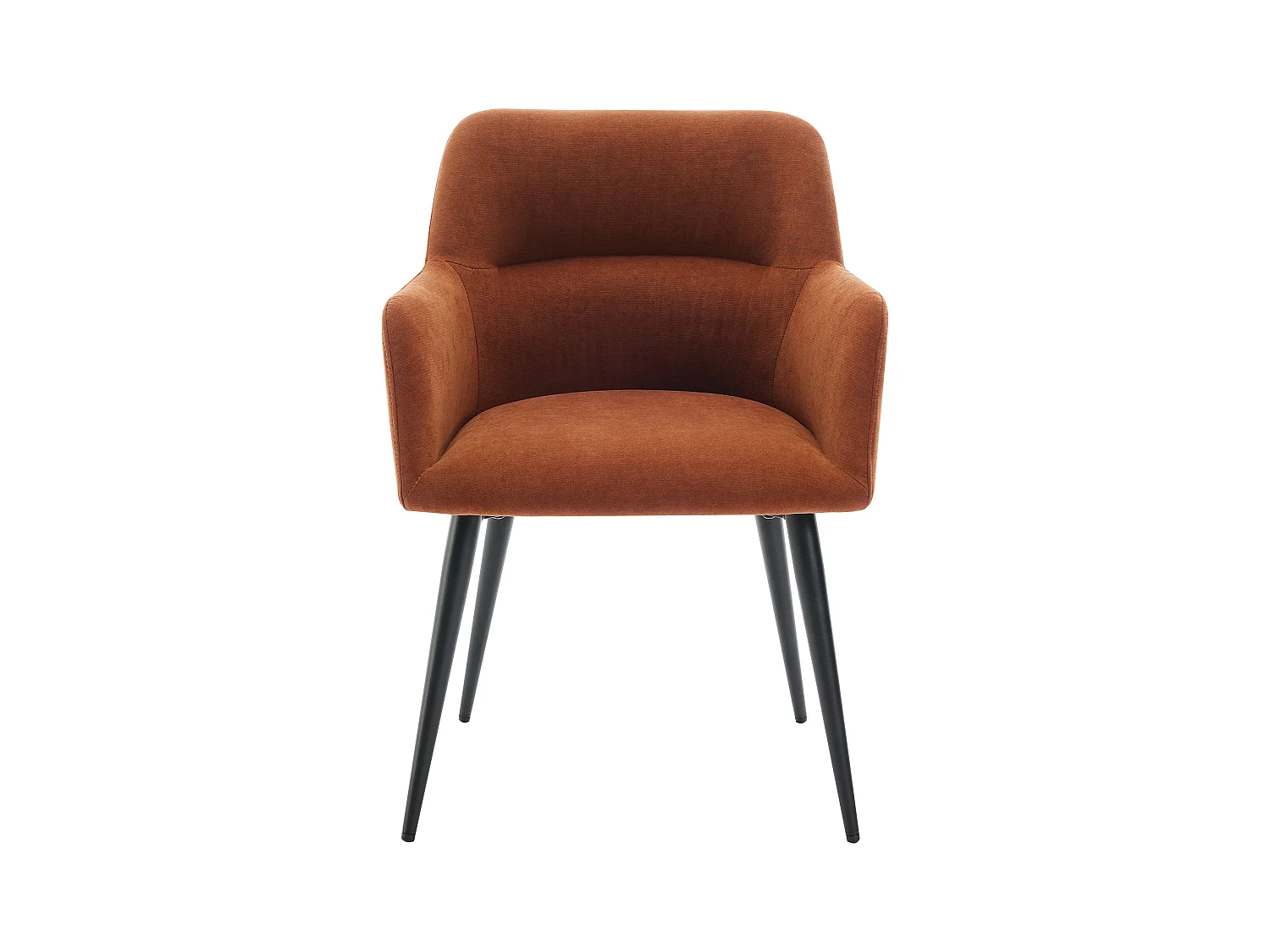 Set van 6 stoelen met armleuningen van stof en zwart metaal - Terracotta - HEKA