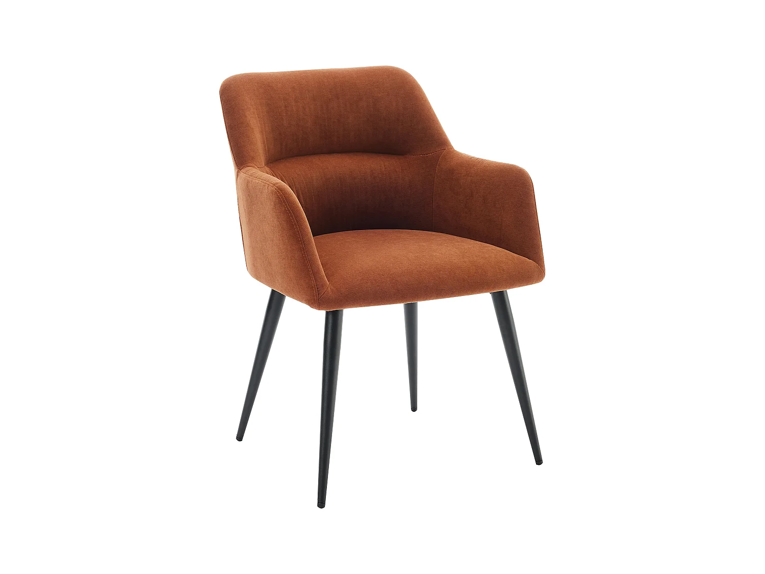 Set van 6 stoelen met armleuningen van stof en zwart metaal - Terracotta - HEKA
