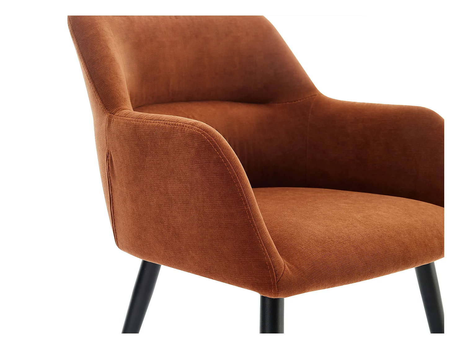 Set van 6 stoelen met armleuningen van stof en zwart metaal - Terracotta - HEKA