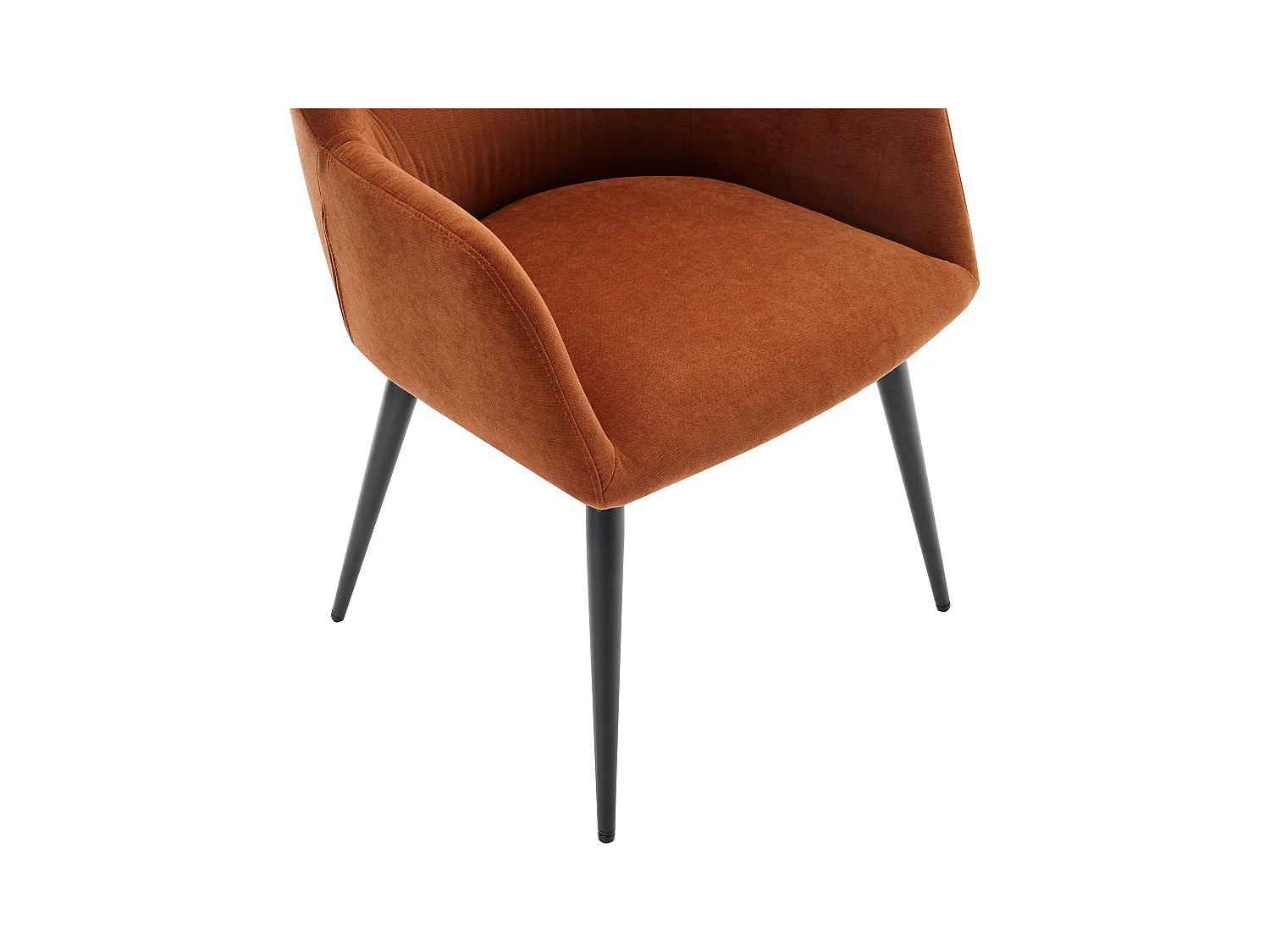 Set van 6 stoelen met armleuningen van stof en zwart metaal - Terracotta - HEKA