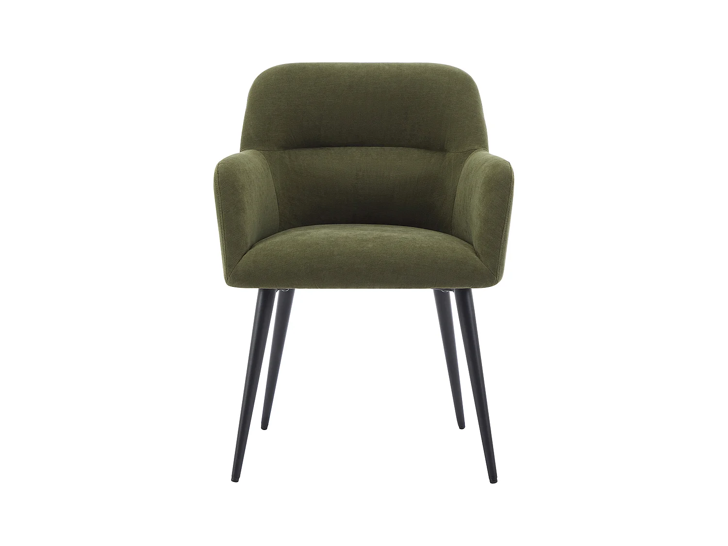 Set van 6 stoelen met armleuningen van stof en zwart metaal - Groen - HEKA