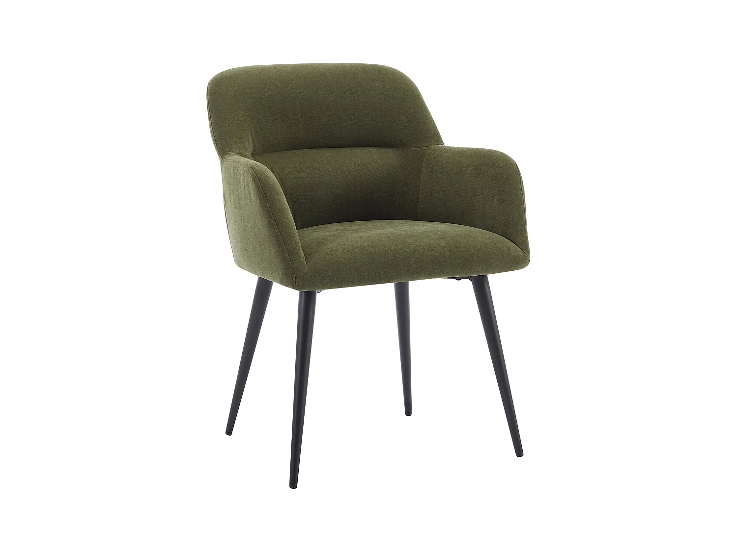 Set van 6 stoelen met armleuningen van stof en zwart metaal - Groen - HEKA