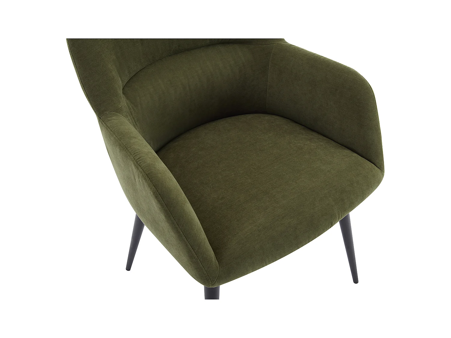 Set van 6 stoelen met armleuningen van stof en zwart metaal - Groen - HEKA
