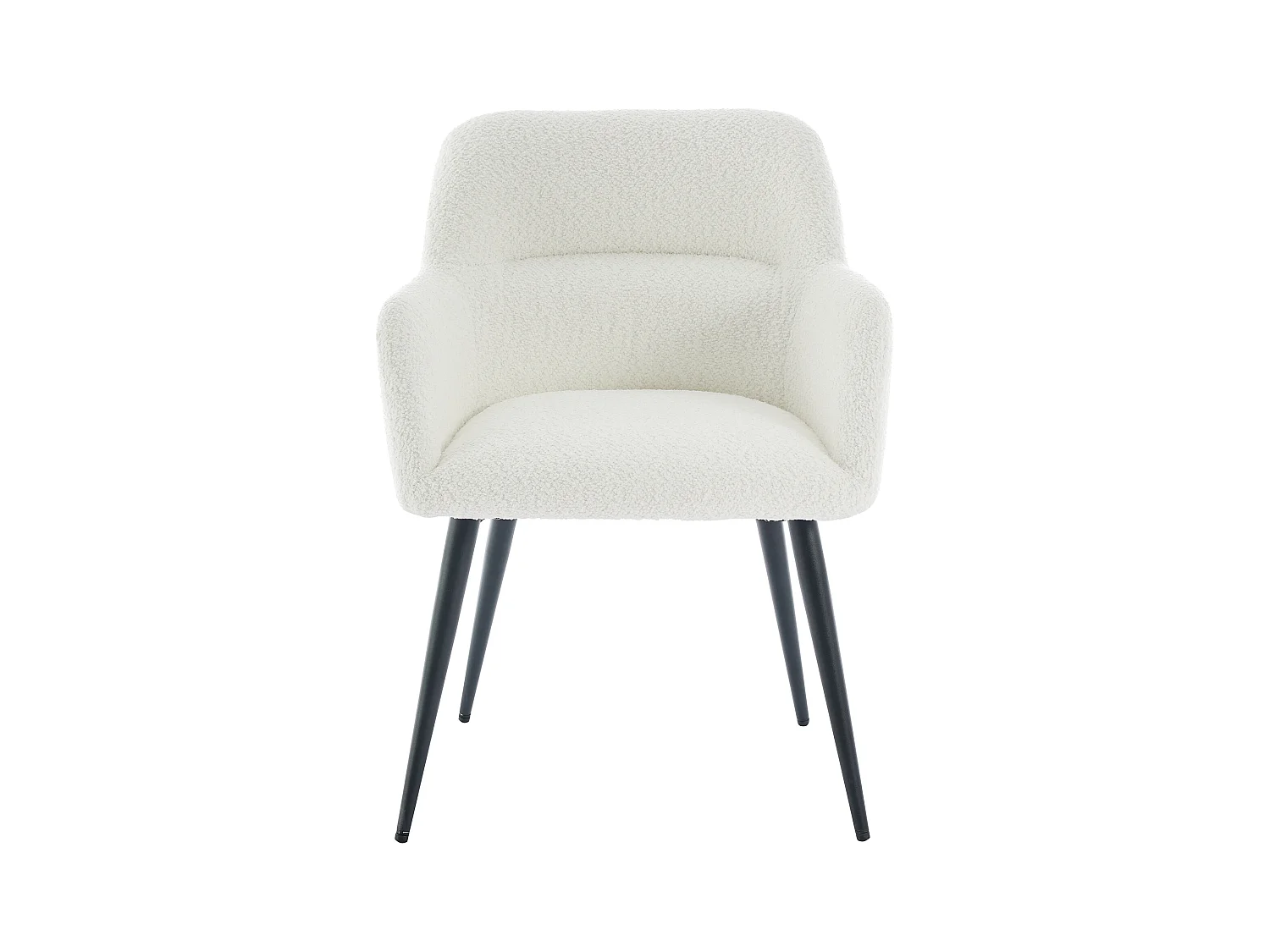 Lot de 6 chaises avec accoudoirs en tissu bouclette et métal noir - Blanc - HEKA