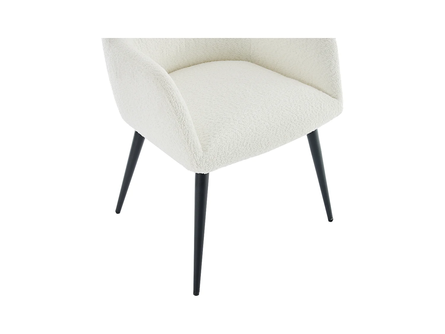 Lot de 6 chaises avec accoudoirs en tissu bouclette et métal noir - Blanc - HEKA
