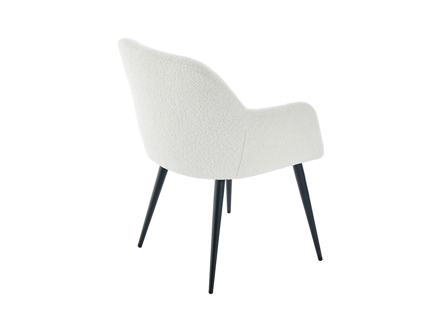 Lot de 6 chaises avec accoudoirs en tissu bouclette et métal noir - Blanc - HEKA