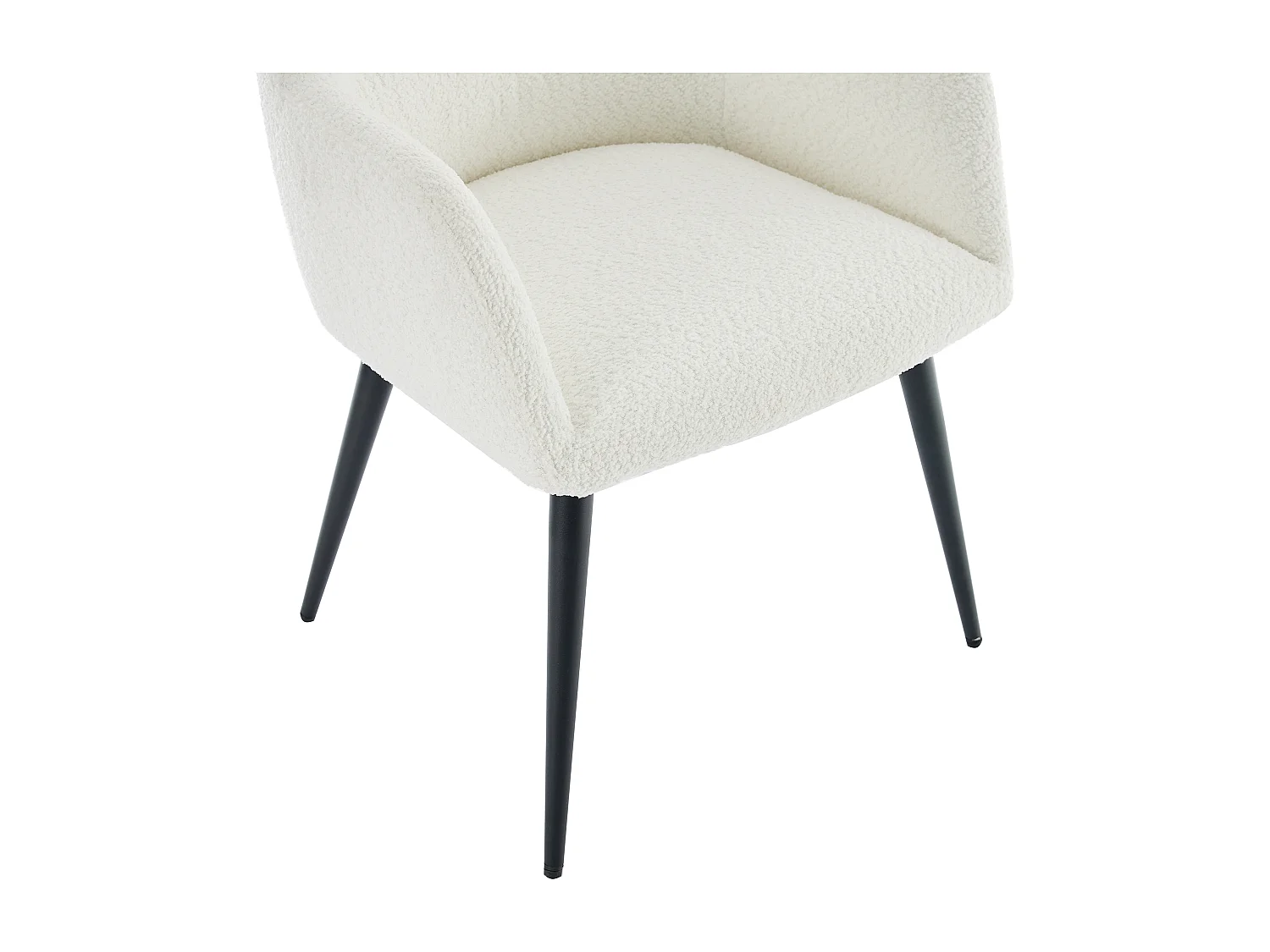 Lot de 6 chaises avec accoudoirs en tissu bouclette et métal noir - Blanc - HEKA
