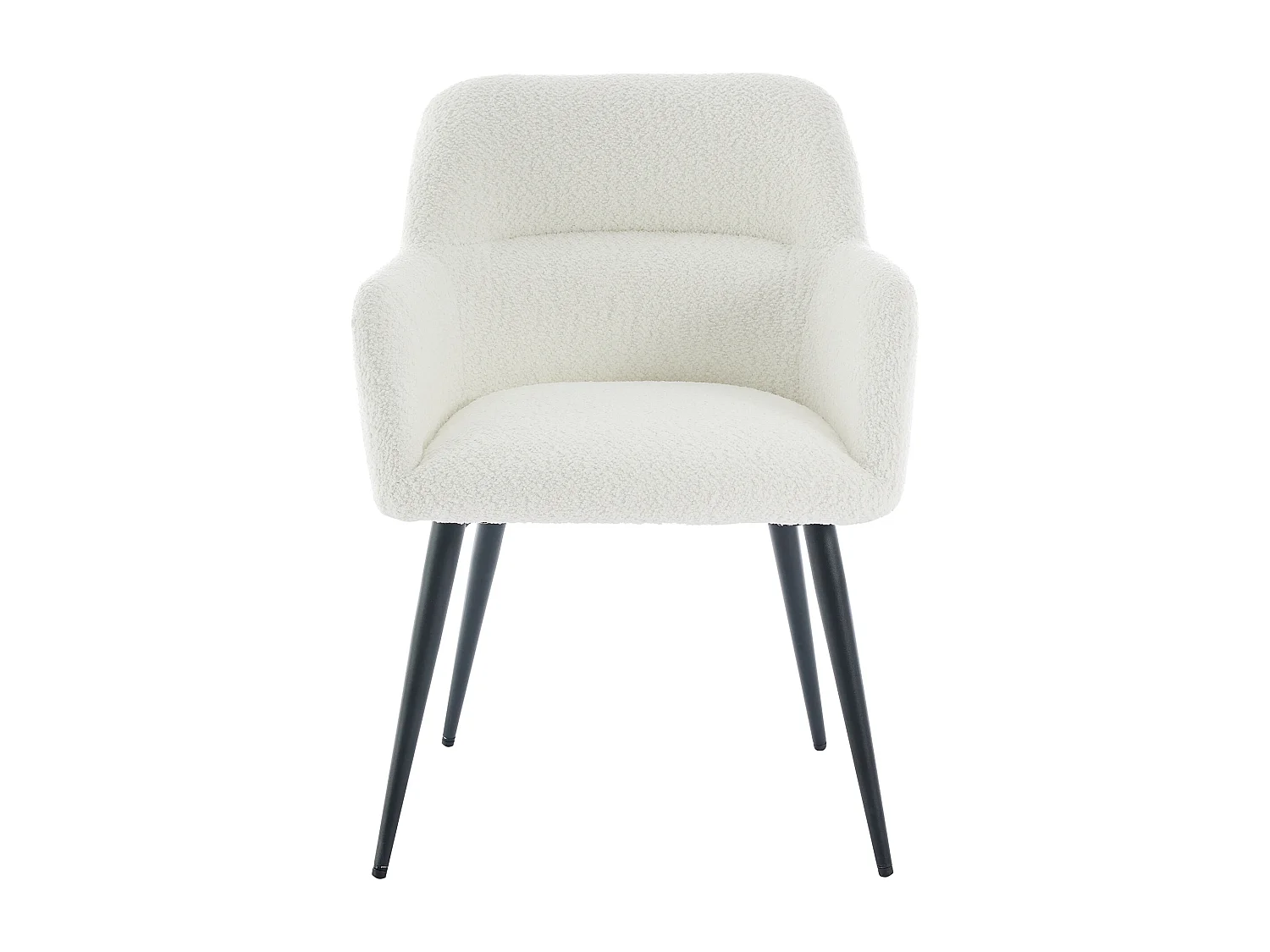 Lot de 6 chaises avec accoudoirs en tissu bouclette et métal noir - Blanc - HEKA