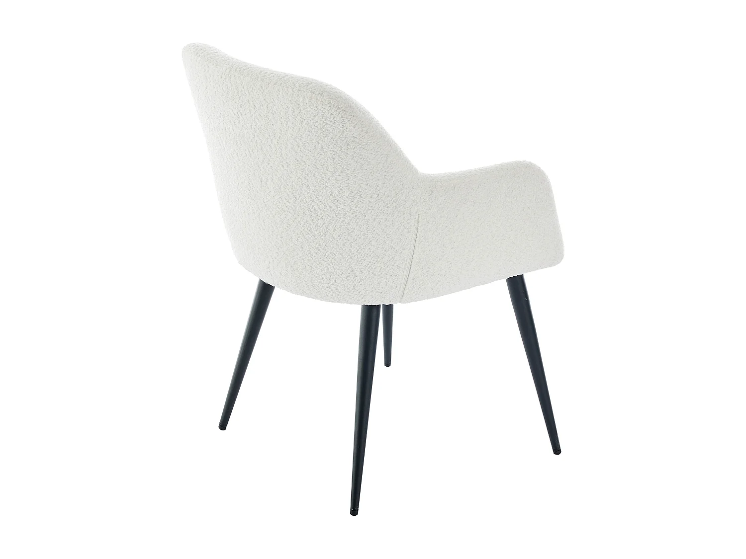 Lot de 6 chaises avec accoudoirs en tissu bouclette et métal noir - Blanc - HEKA