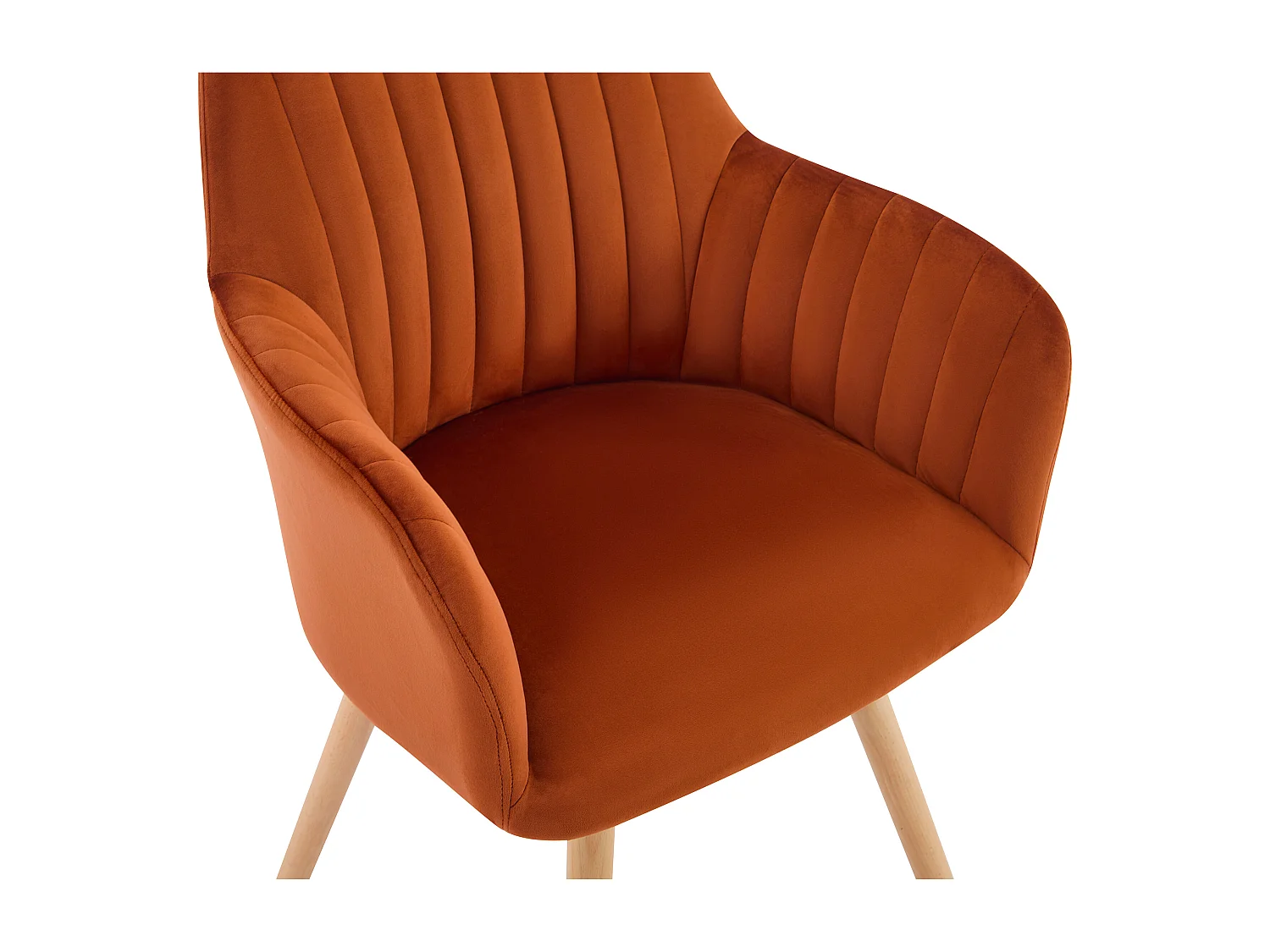 Conjunto de 2 sillas con reposabrazos de terciopelo y metal efecto madera - Terracota - ELEANA