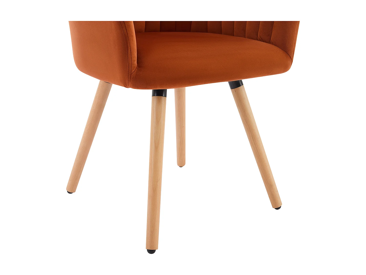 Conjunto de 2 sillas con reposabrazos de terciopelo y metal efecto madera - Terracota - ELEANA