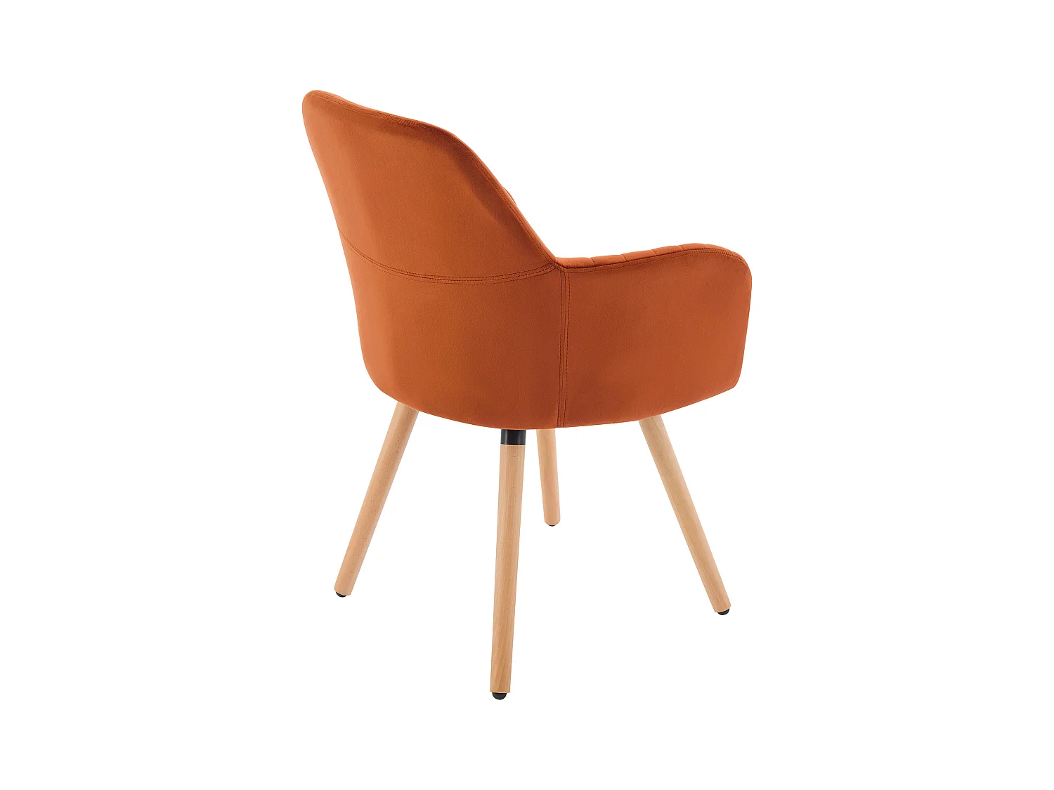 Lot de 2 chaises avec accoudoirs en velours et pieds bois de hêtre - Terracotta - ELEANA