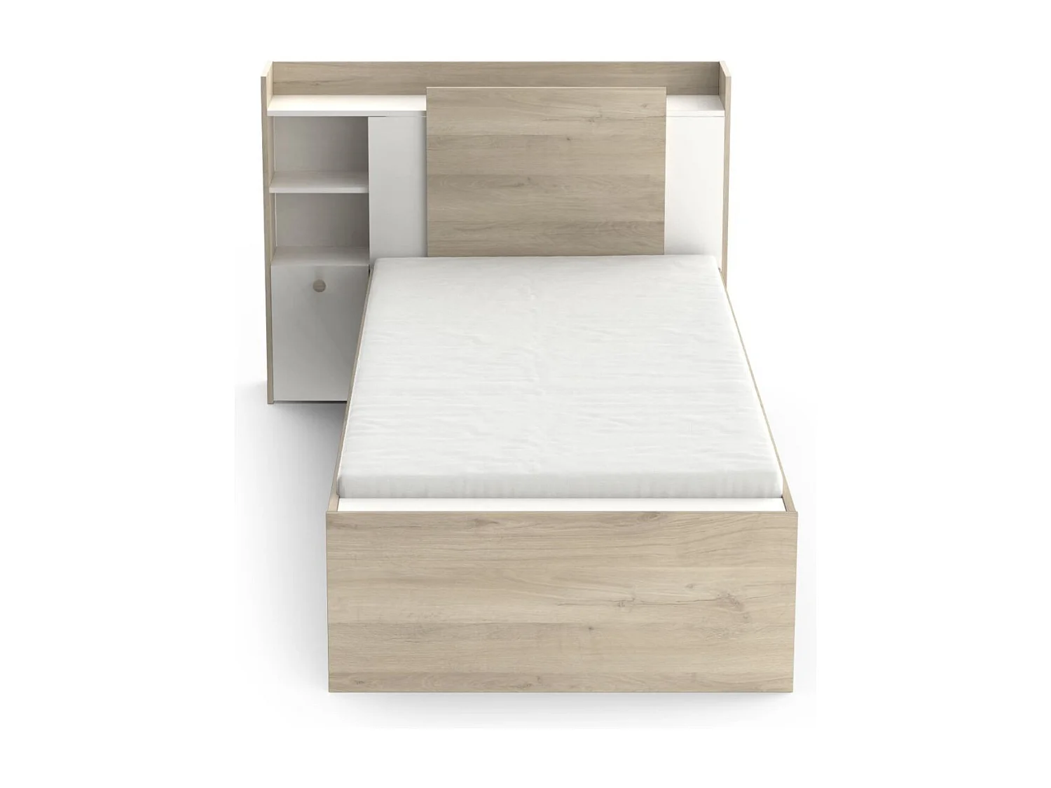 Lit en 90x190/200 cm 1 tiroir et 1 niche - L124,5 cm