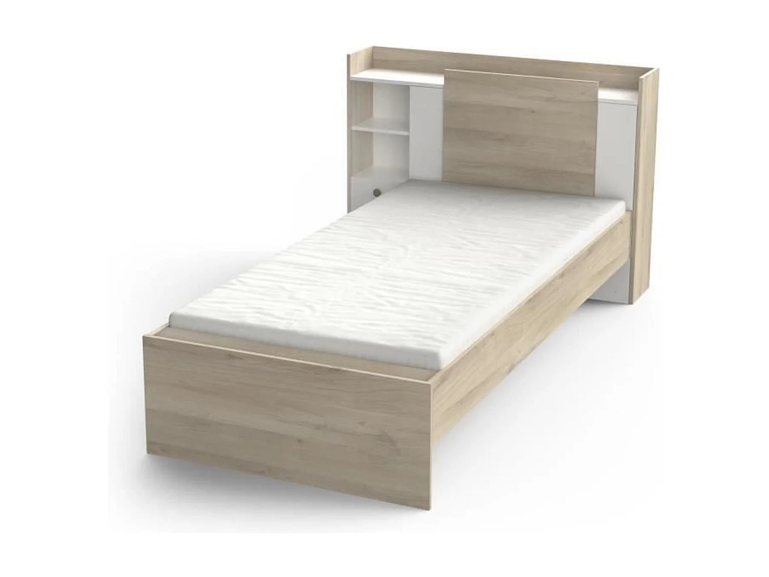 Letto 90x190/200 cm con 1 cassetto e 1 nicchia - L124,5 cm