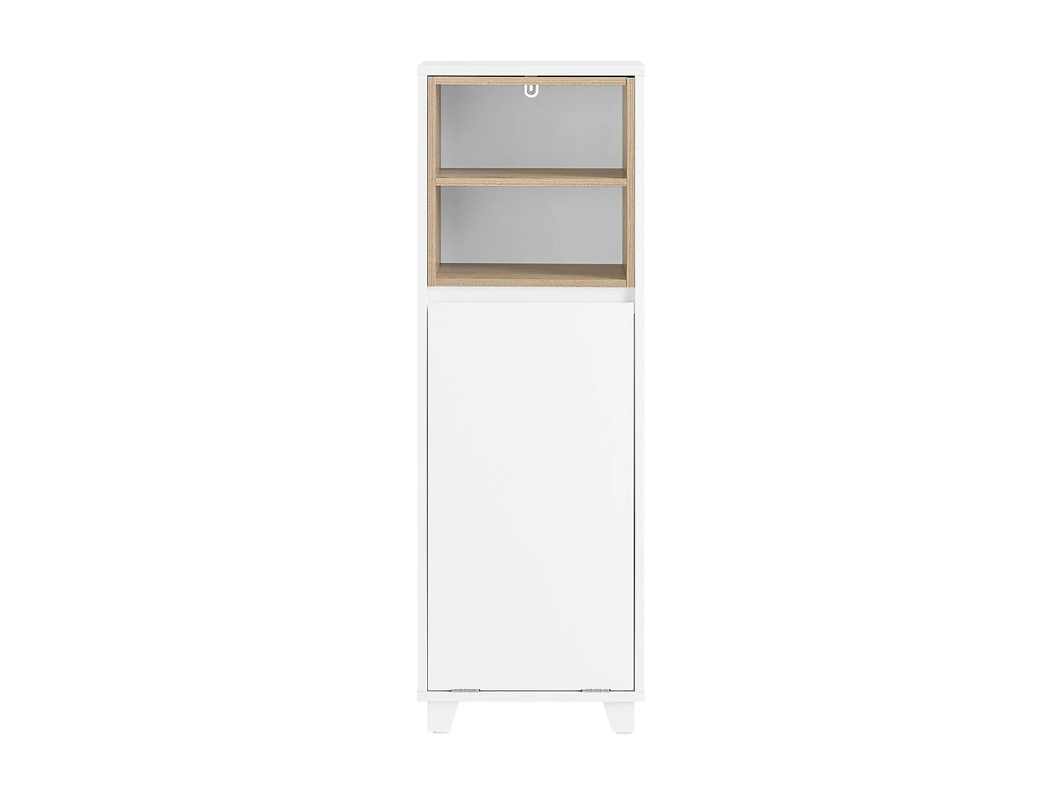 SoBuy BZR146-W Meuble Bas de Salle de Bain, Armoire de Rangement Salle de Bain, Placard WC Étroit avec 1 Panier à Linge