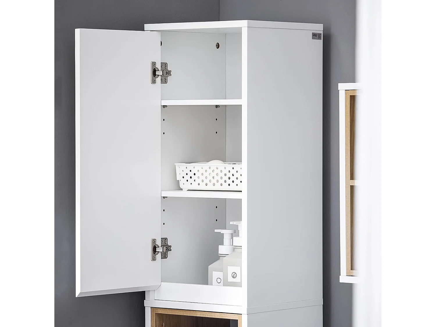 SoBuy Mobile a colonna bagno salvaspazio Mobile alto con 2 ante Mobile bagno stretto Bianco 30x30x170cm BZR147-W