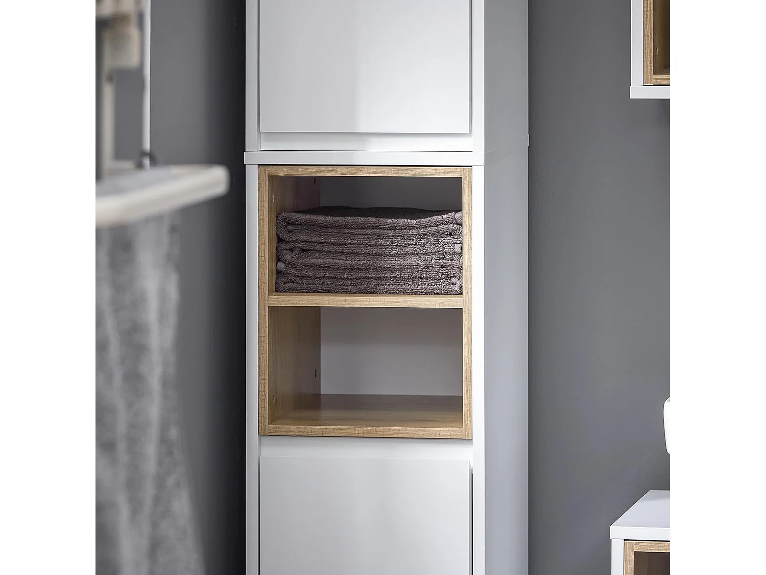 SoBuy Mobile a colonna bagno salvaspazio Mobile alto con 2 ante Mobile bagno stretto Bianco 30x30x170cm BZR147-W